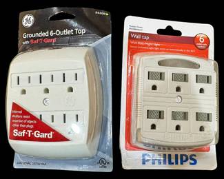 Set of 2 Grounded 6Plug Outlet Taps