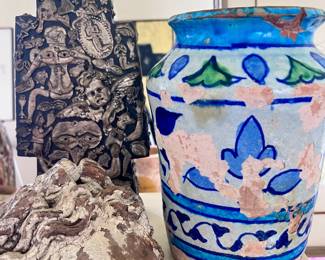 Mexican Milagros and old Persian Vase