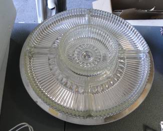 Beautiful pressed glass pickle and olive serving set