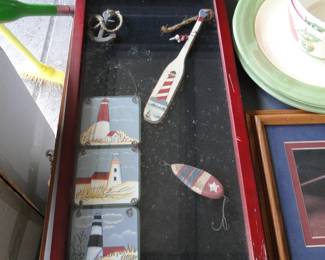 Nautical themed shadowbox wall art