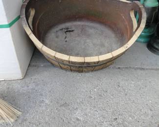 Faux barrel planter on a slant for that added landscape impact