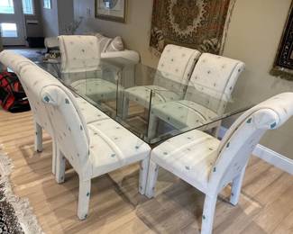 Glass Dining table with 6 chairs--all in excellent condition.