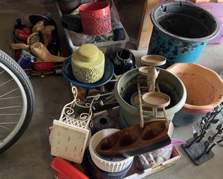 Many pots/containers in different sizes, colors, etc.