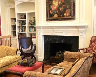 Duncan Phyfe sofa; large framed art