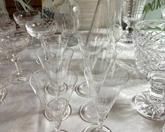 Lalique crystal glasses and decanter 