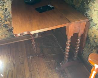 Antique Drop Leaf Table with Barley Twist Legs