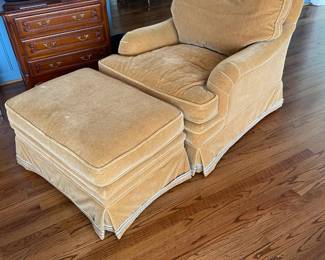 Mohair Chair and Ottoman by Brunschwig & Fils