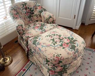 Club Chair and Ottoman in Chintz