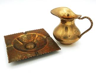 brass ashtray brass pitcher