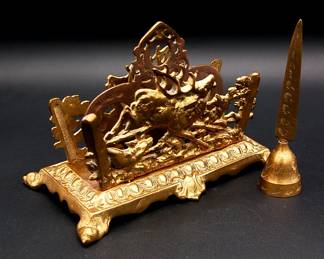 Bradley Hubbard letter holder  brass bell with letter opener