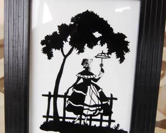 reverse painted glass silhouette