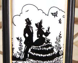 reverse painted glass silhouette