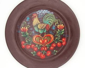 wooden rooster plate