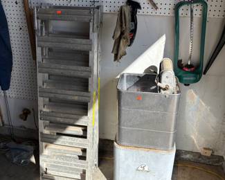 Tractor ramps, antique washer
