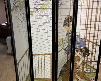 Cute vintage paper and wood room divider