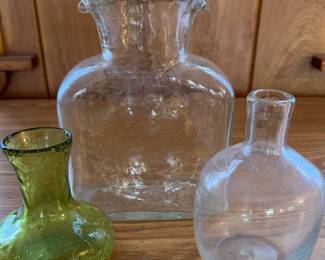 Lot of 3 Hand Blown Glass Pieces possibly Blenko