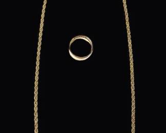 JAKA221 14k Gold Ring Rope Necklace
