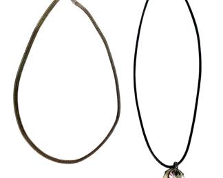 JAKA219 Stamped 925 MOP Pendant Omega Chain