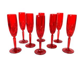 JAKA235 Ruby Red Waterford Crystal Brookside Champagne Flutes