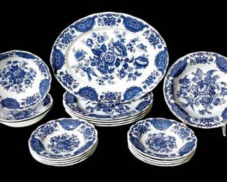 JAKA201 Vintage Blue White Ridgeway Windsor Serving Dishes