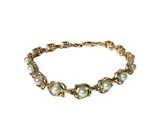 JAKA224 Stamped 14k Pearl Bracelet