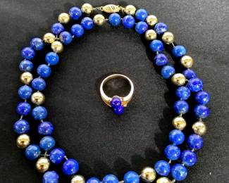 JAKA216 14k Lapis Ring Necklace