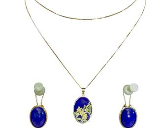 JAKA213 14k Chain, Lapis Pendant Earrings