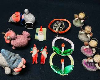 KIHE206 Vintage Pipe Cleaner Old Spun Angels Ornaments, 3 German Gnomes