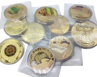 TN30 Ten Large American Mint Coins Tokens, Other Countries
