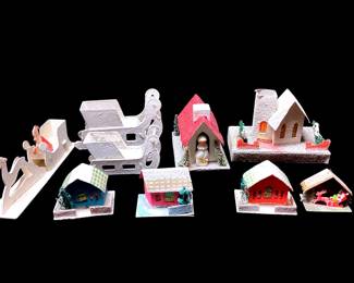 KIHE202 Vintage Putz Paper Cardboard Mica Houses More