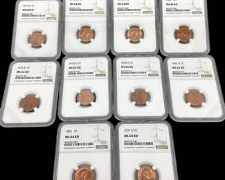 TN5 Ten NGC Slabs 1 Cent Lincolns
