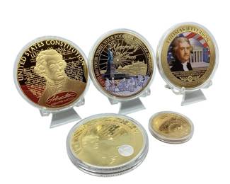 TN26 American Mint Colossal Tokens Three come with certificates. One small coin/token, mfg unknown.