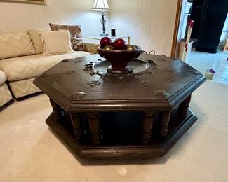 Cool vintage Moroccan-style coffee table with removable tray