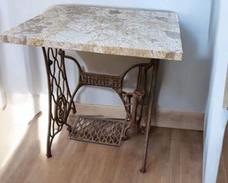 Custom marble top table, sewing machine base