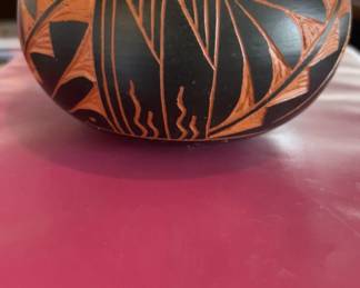 Native American Pottery Black and Orange bowl