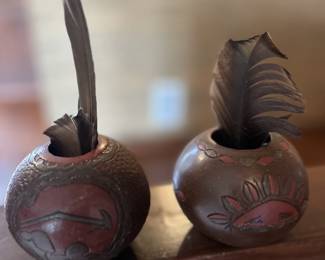 Set of 2 small Brown Jars