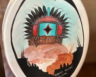 Native American Pottery White Oval Container