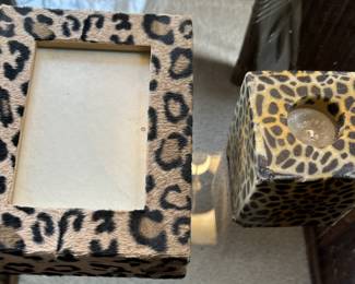 Leopard Pirnt Candle and picture frame