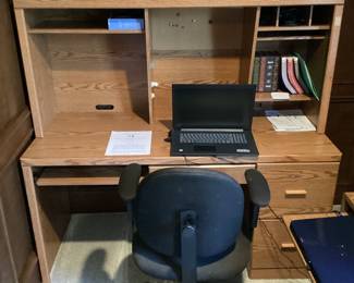 Desk and Blue Office Chair