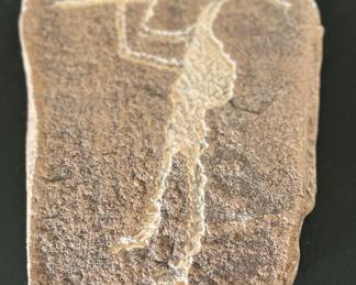 Primitive Man Holding Spear Etched in Stone