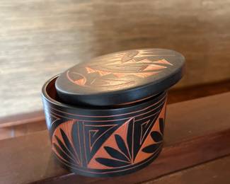 Native American Pottery Lidded Jar