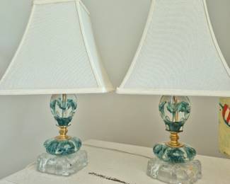 Pair art glass lamps signed Joe Rice