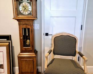 Daneker Grandmother clock and arm chair 