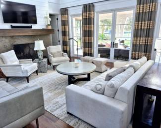 Living Room Furniture by Lee, Hickory Chair, Custom Fine Curtains, 
