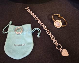 Tiffany & co .925 silver ring, GUCCI watch