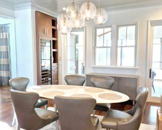 6 Lee Dining Chairs Chairs from Mrs Howard-
James Michael Howard in graphite fabric
Julian Chinchester Tulip Table UK
Dining Table 