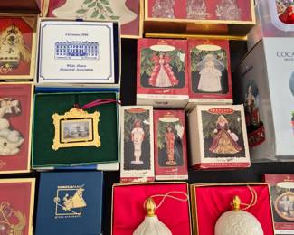 Lenox Christmas ornaments, White House ornaments, Hallmark ornaments 