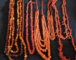 Coral and amber necklaces 