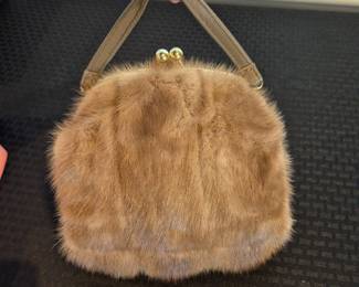 Mink fur handbag