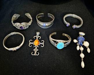 Sterling .925 silver cuffsand pendants 